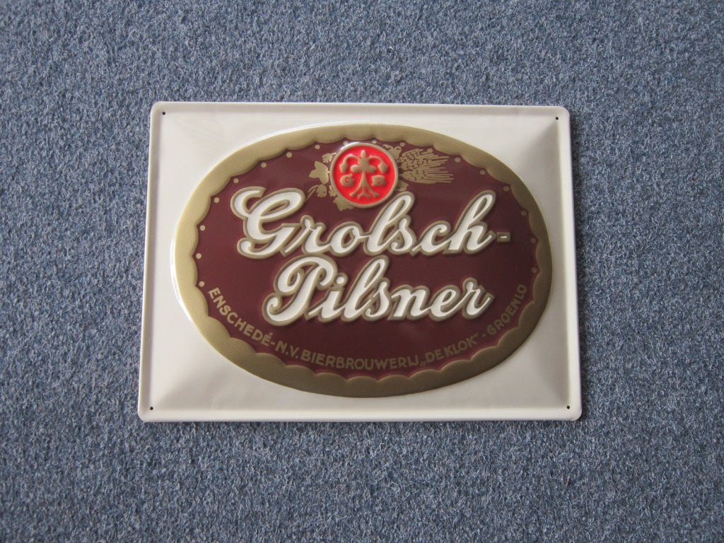 GROLSCH BLIKKEN RECLAMEBORDEN, Verzamelen, Ophalen, Zo goed als nieuw, Reclamebord, Plaat of Schild, Grolsch