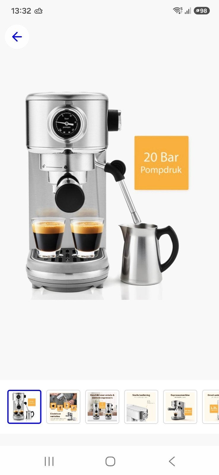 Nieuwe Pressario espresso machine, Ophalen of Verzenden, Nieuw, Espresso apparaat