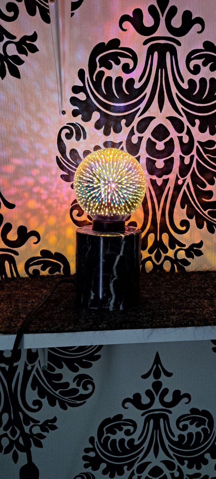 Marmeren lampenvoet met gekleurde 3D-effect lamp, Ophalen, Gebruikt, Meerkleurig, E27 (groot)