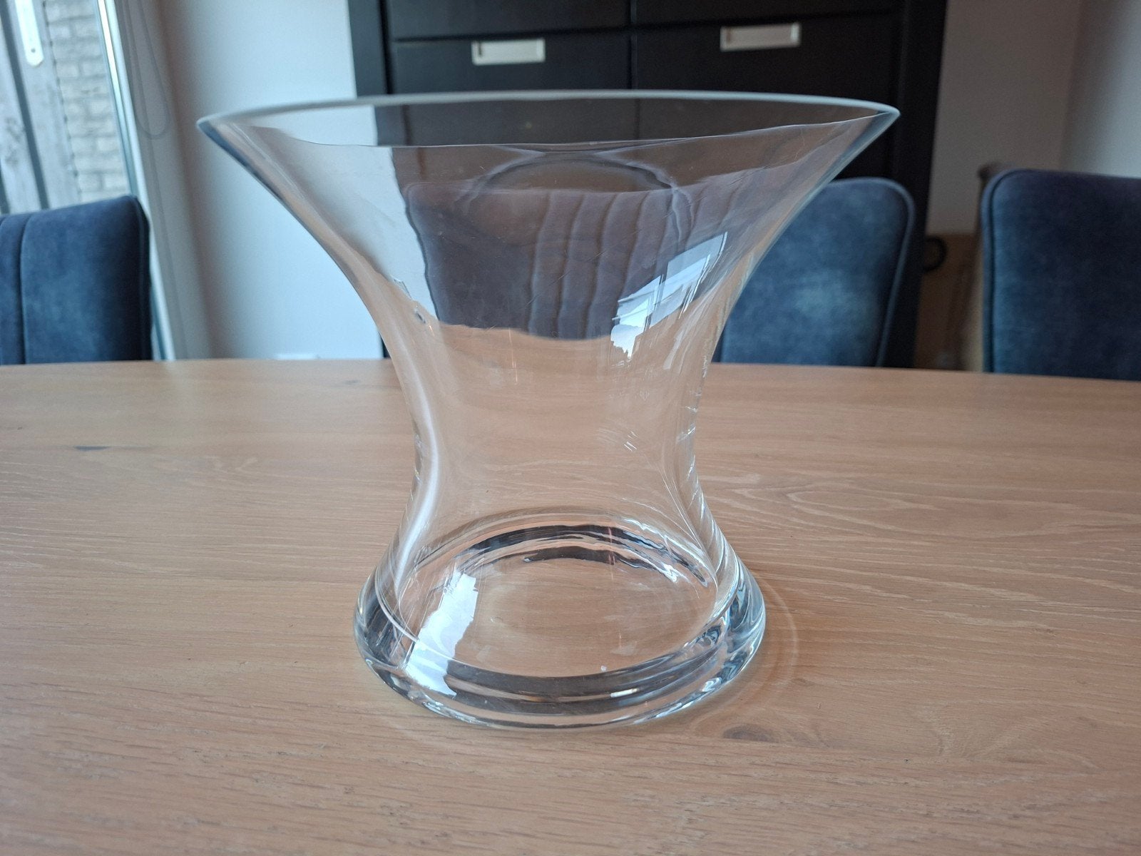 Mooie glazen vaas / windlicht, Transparant, Ophalen of Verzenden, 20 cm, Glas