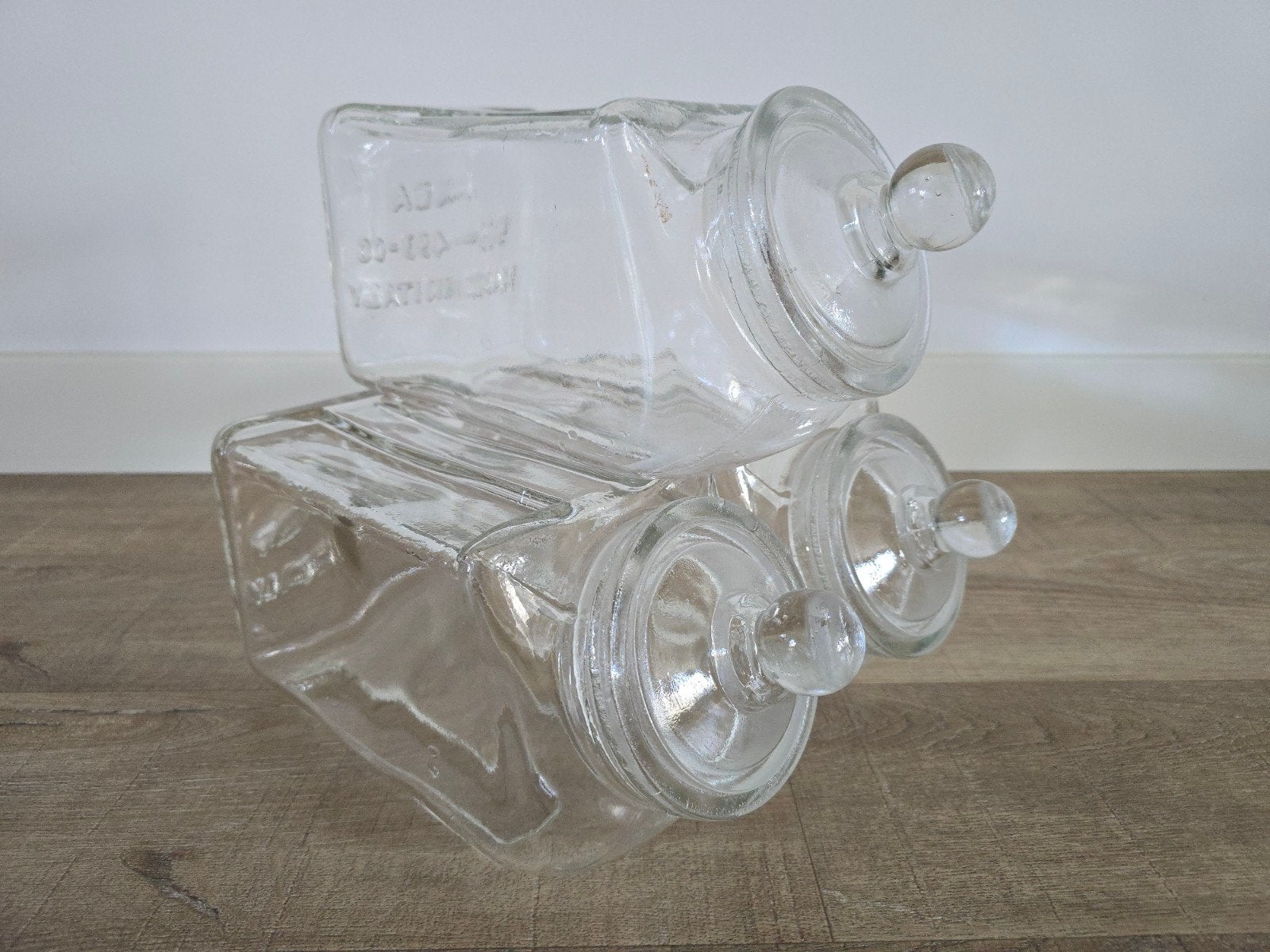 Vintage antieke Art Deco Ikea glazen bewaar voorraad potten, Ophalen of Verzenden