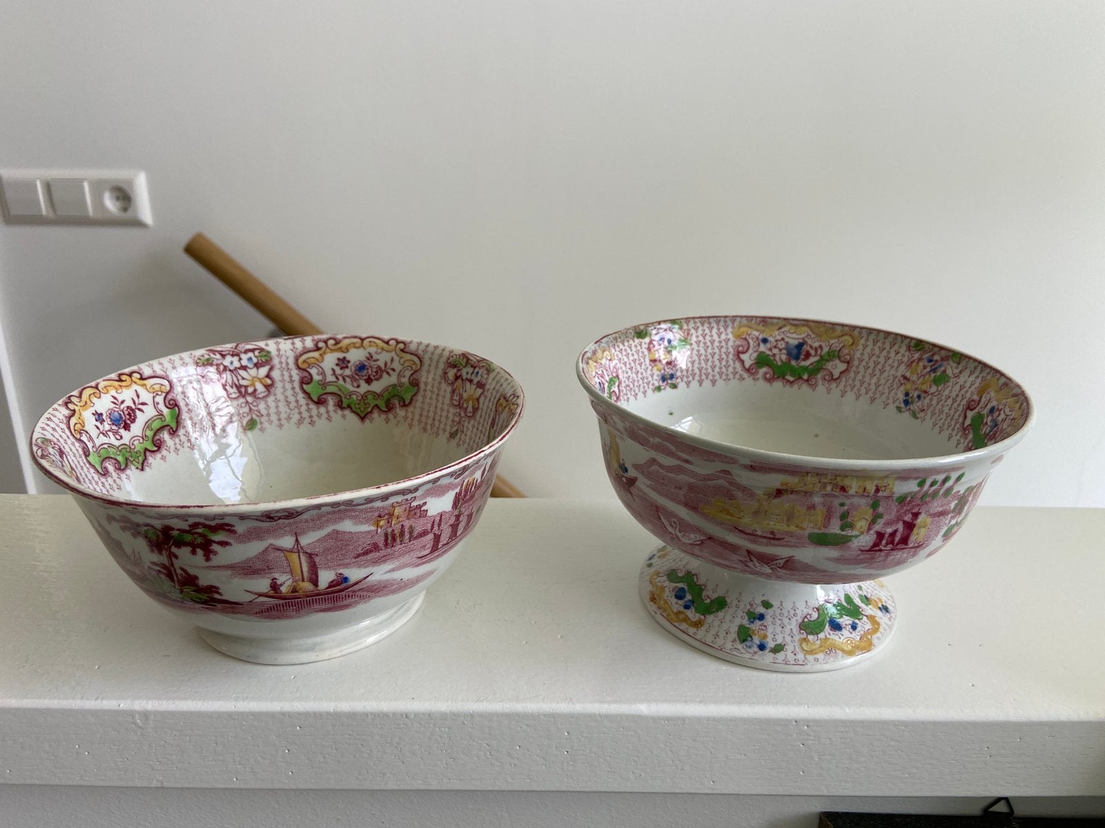 2 antieke kommen kastkom Petrus Regout Fancy 1859-1900, Antiek en Kunst, Ophalen of Verzenden