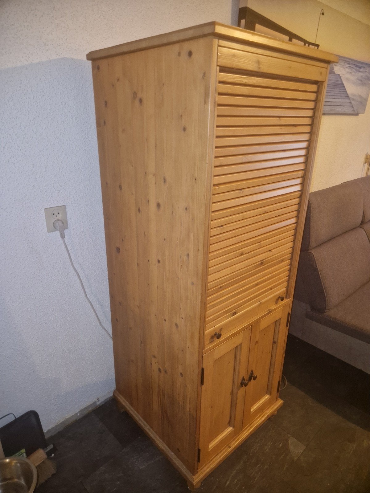 Grenen kast + bureau. h 160 cm  br 60 cm d 60 cm, Ophalen, Gebruikt, 120 tot 170 cm, Grenenhout