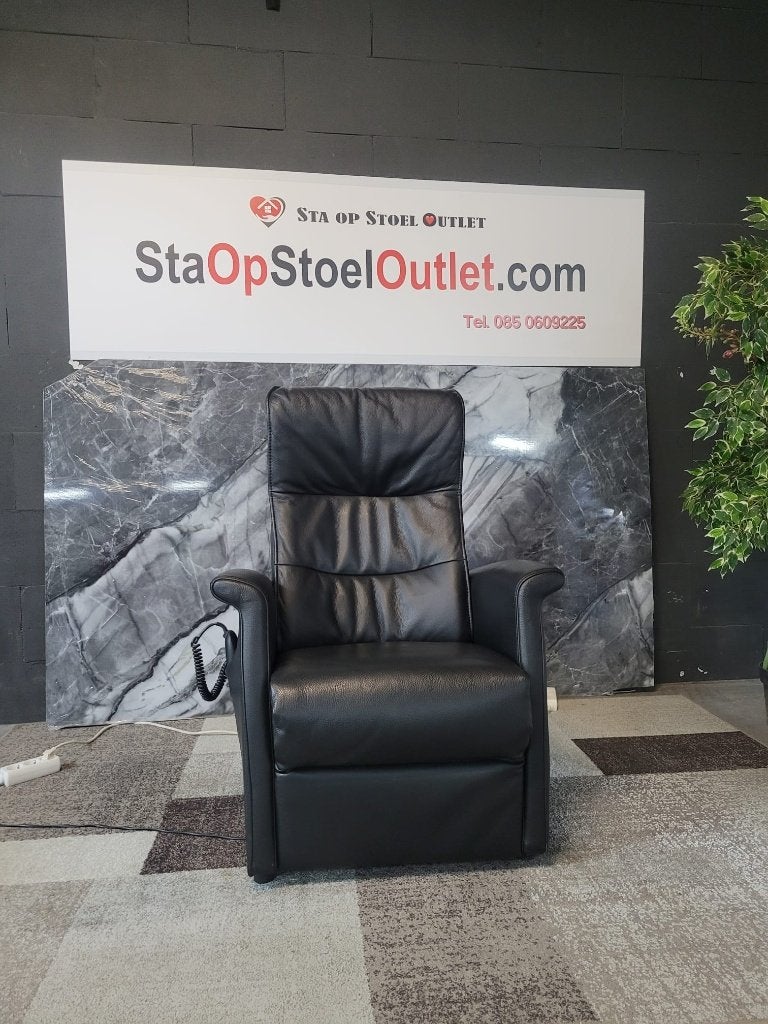 Staopstoel Leder Zwart met afstandsbediening, Gebruikt, Minder dan 75 cm, Leer, Ophalen of Verzenden