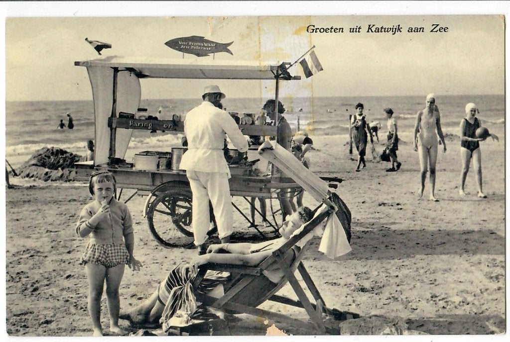Katwijk aan Zee - Strandgenoegens aan Hollands Kust, Verzenden, 1940 tot 1960, Gelopen, Zuid-Holland