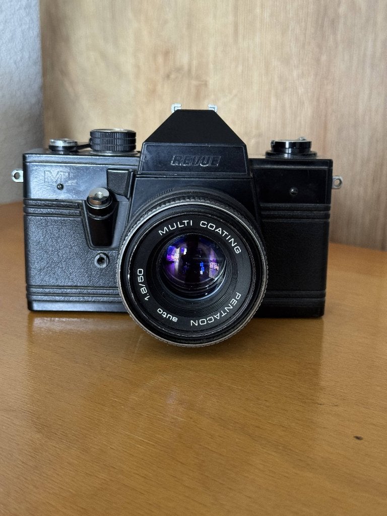 Camera 35mm Revue ML + M42 Pentacon 50mm 1.8, Ophalen of Verzenden, Gebruikt, Spiegelreflex, Overige Merken