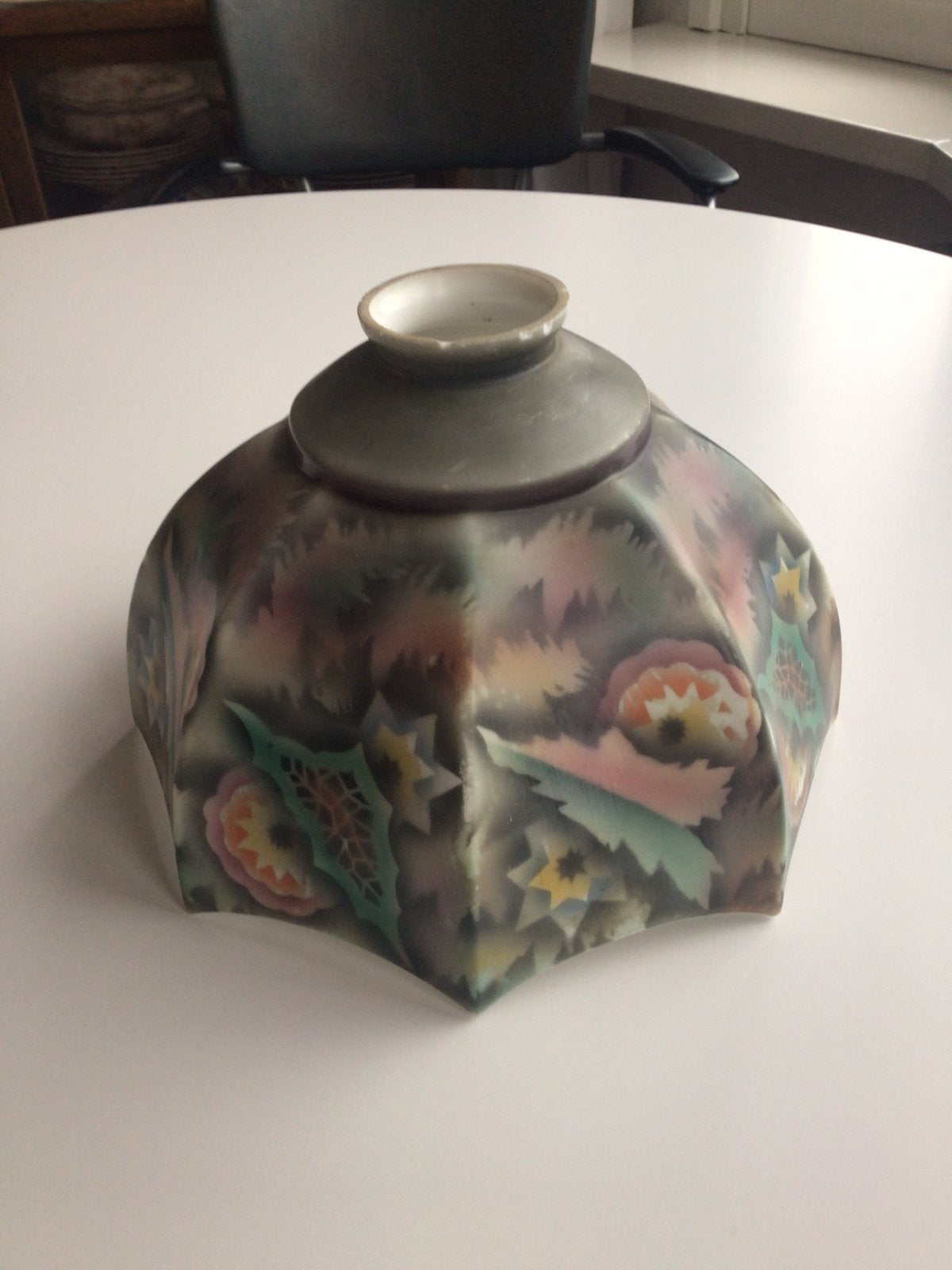 Art deco lampenkapje glas opaline, Ophalen of Verzenden, Gebruikt, Rond