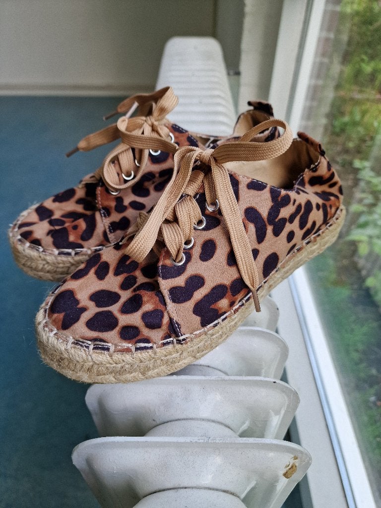 Erynn leopard espadrille sneakers maat 36, Ophalen of Verzenden, Zo goed als nieuw, Bruin, Sneakers of Gympen