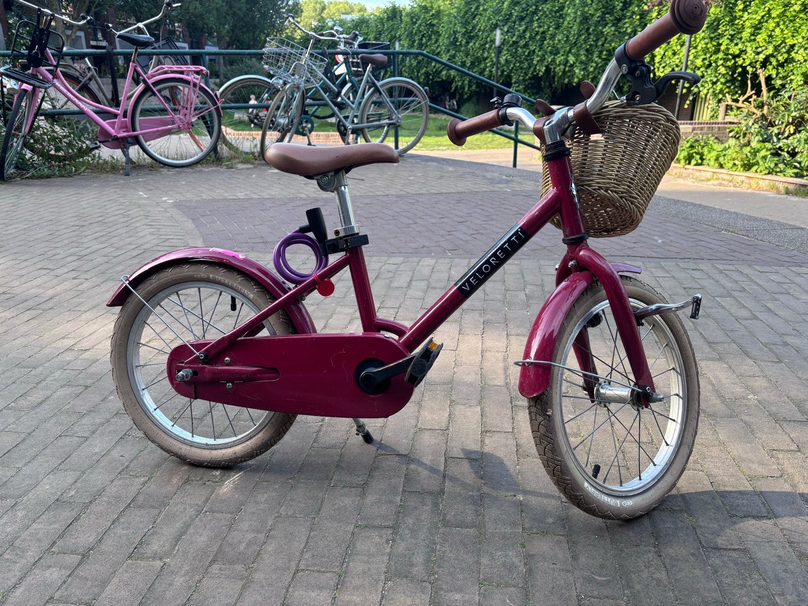 Veloretti Maxi kinderfiets 16 inch met mandje, Ophalen, Gebruikt, Velgrem, 16 tot 20 inch