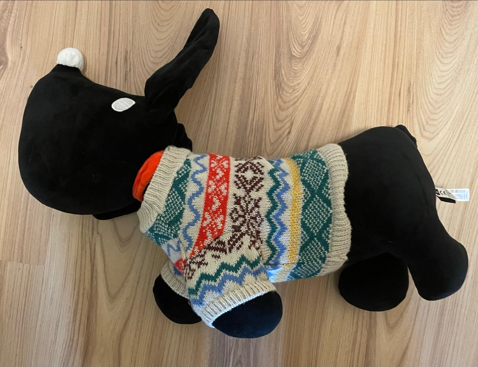 Hema Teckel Knuffel met Trui - Zo goed als nieuw, Hema, Overige karakters, Zwart, Zo goed als nieuw