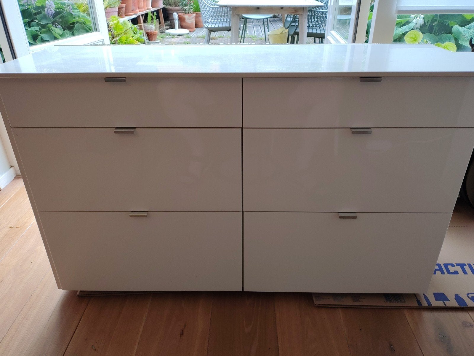 Ikea Faktum keukenladenkast, wit hoogglans, 120x70x37 cm, Ophalen, Gebruikt, 100 tot 150 cm, Met lade(s)