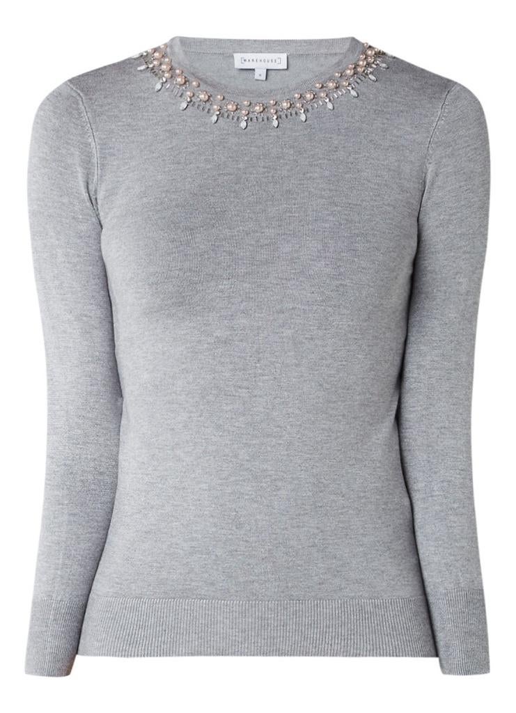 Warehouse lichtgrijse trui pullover met strass maat 40, Maat 38/40 (M), Nieuw, Ophalen of Verzenden, Warehouse