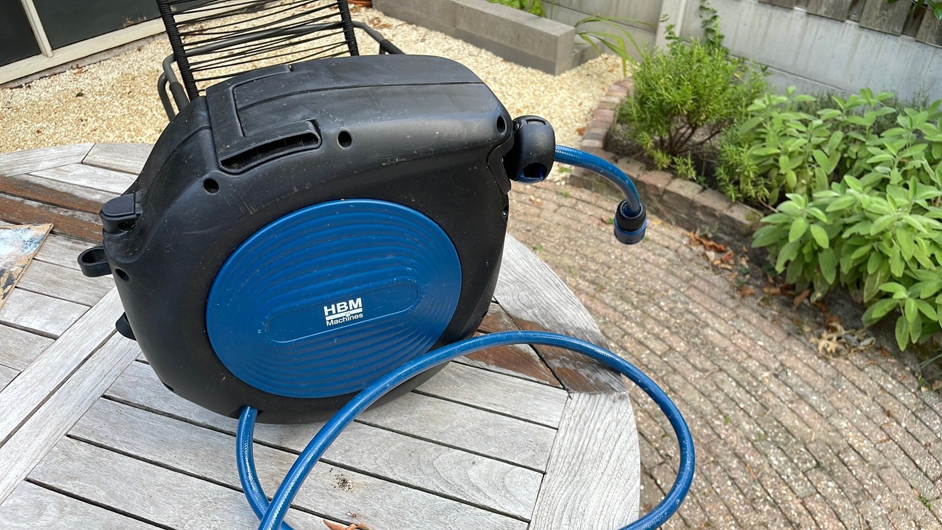 HBM slanghaspel / tuinslang haspel 15 meter, Tuin en Terras, Tuinslangen, Ophalen, Zo goed als nieuw, Tuinslang