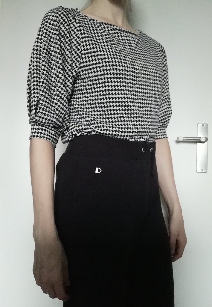 H&M - Pied de Poule Blouse, Kleding | Dames, Verzenden, Zo goed als nieuw, Maat 36 (S), Zwart