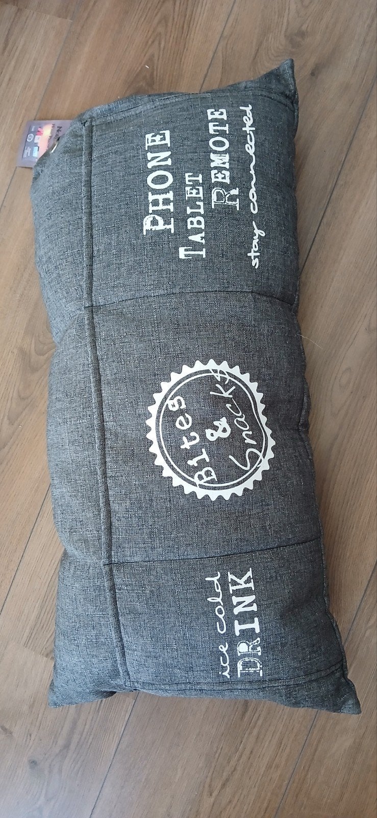 Grijs kussen met vakjes en opdruk, Ophalen, Overige merken, Met print, Nieuw