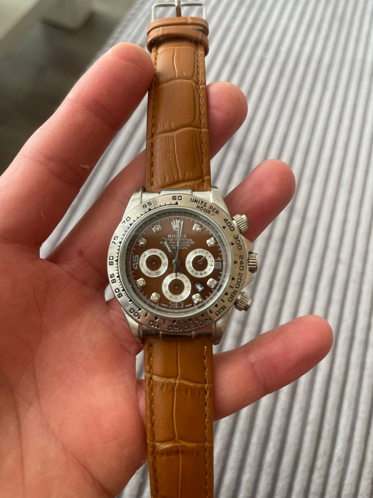 Rolex Daytona alleen ruilen tegen pokemon boxen, Sieraden, Tassen en Uiterlijk, Horloges | Heren, Ophalen, Polshorloge, Leer, Gebruikt
