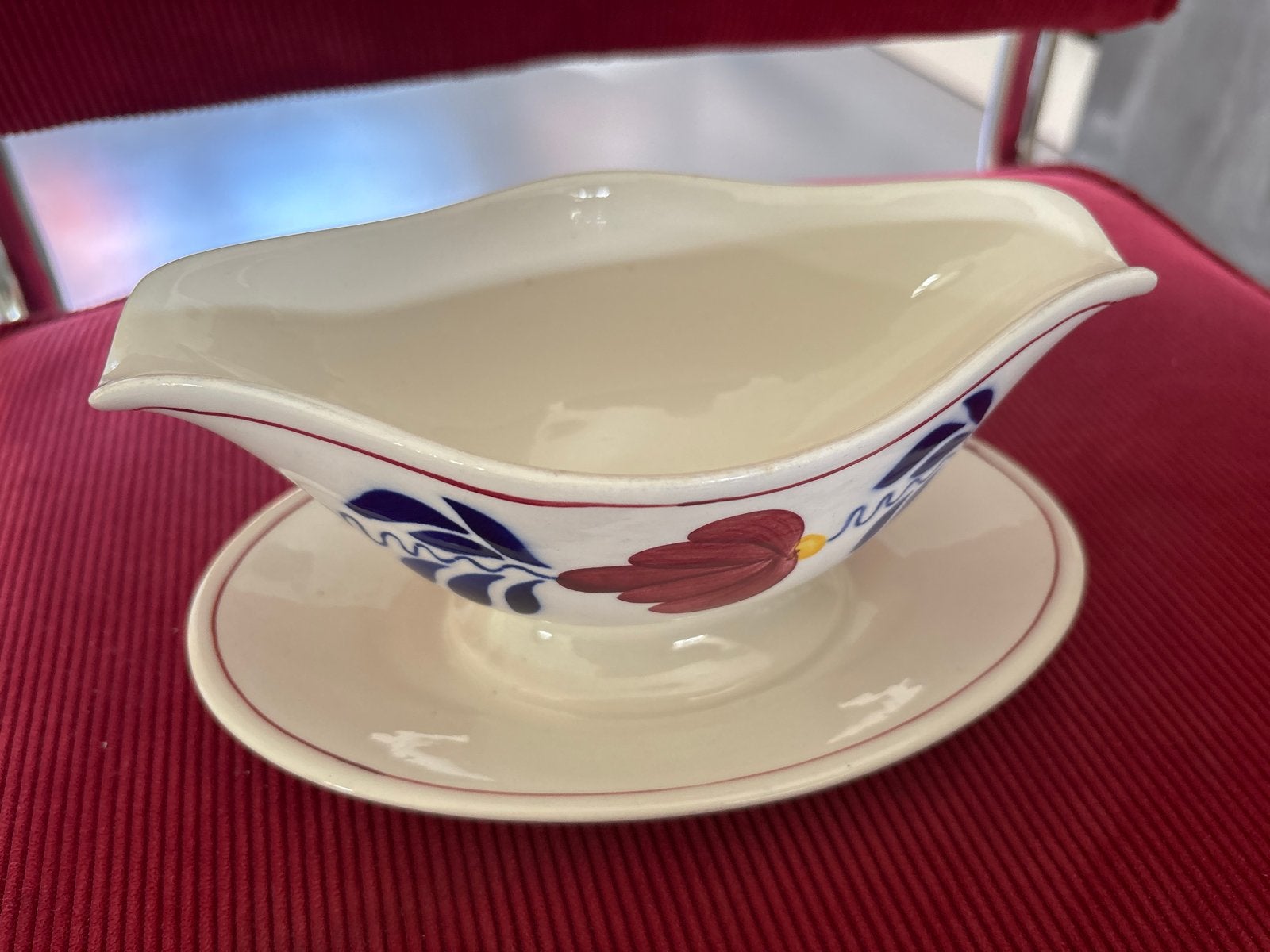 Vintage boerenbont boch Sauskom met Schotel, Ophalen of Verzenden