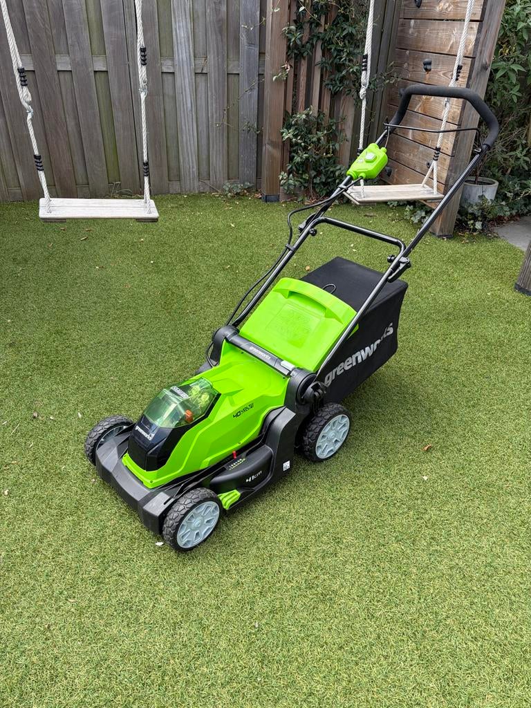 Greenworks G40LM4140V Li-ion grasmaaier, Ophalen, Cirkelmaaier, Gebruikt, Accu-grasmaaier