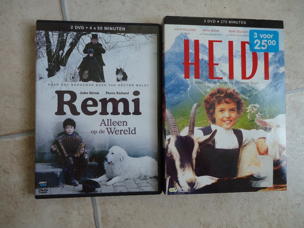 2 miniseries - jeugd/familie/klassiekers - Heidi en Remi, Alle leeftijden, Nederlands, Ophalen of Verzenden, Gebruikt