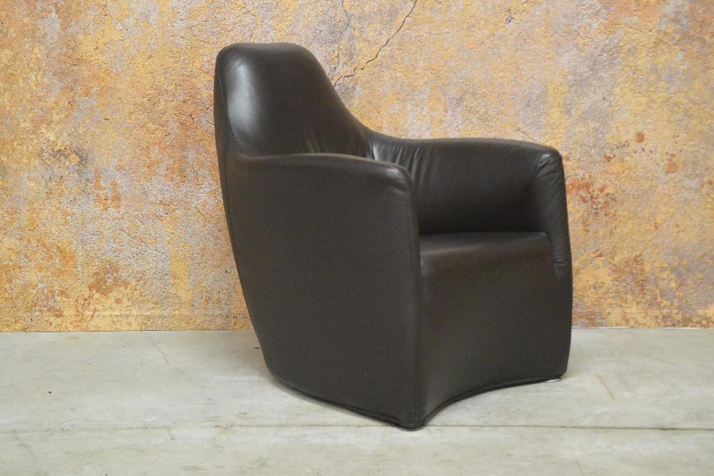 ZGANieuw bruine leren Bert Plantagie Z Lounge designfauteuil, Bert plantagie, 75 tot 100 cm, Ophalen of Verzenden, Leer