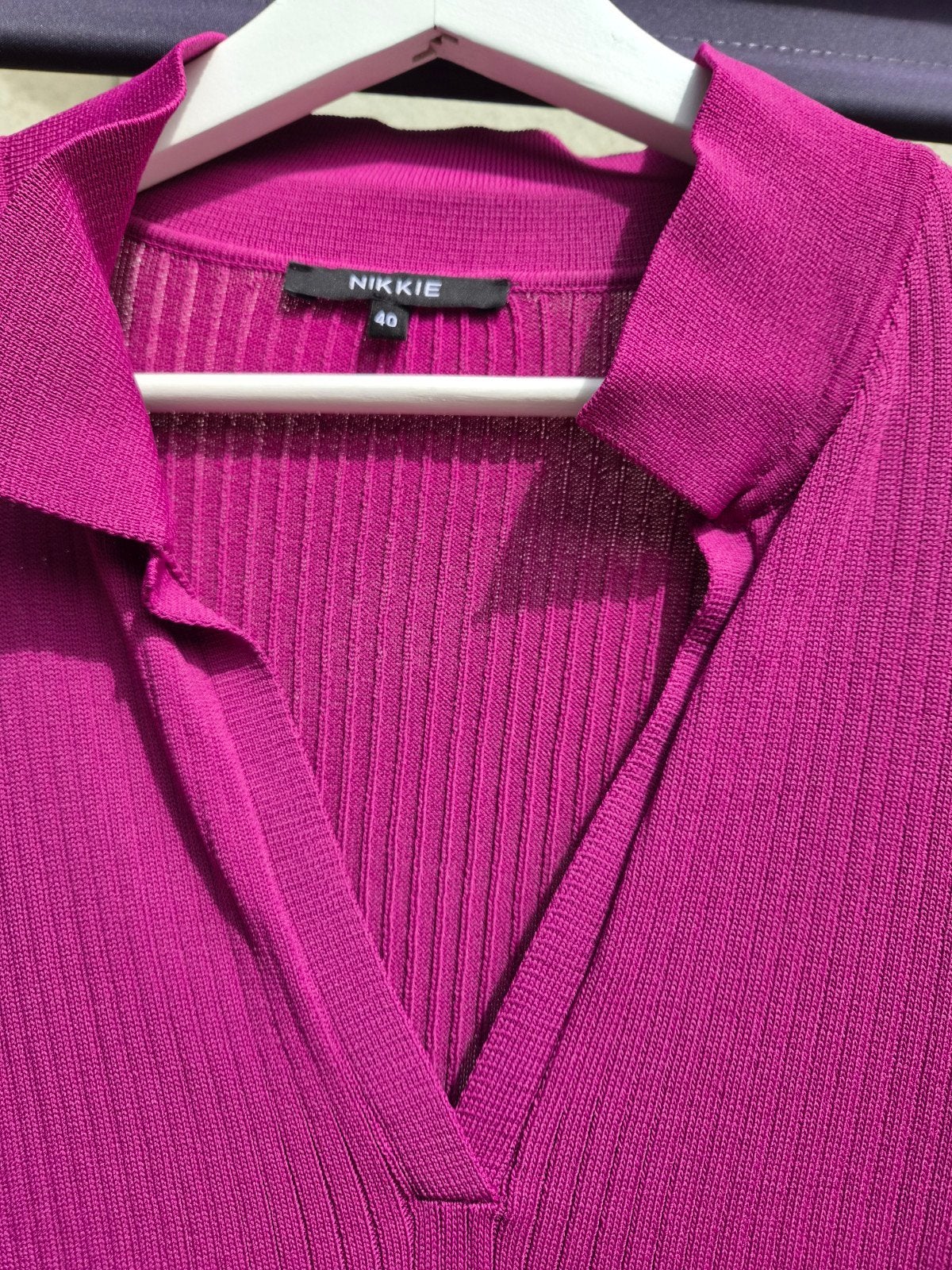 Nikkie fuchsia geribbelde trui met kraag maat 40, Maat 38/40 (M), Ophalen of Verzenden, Nikkie, Roze