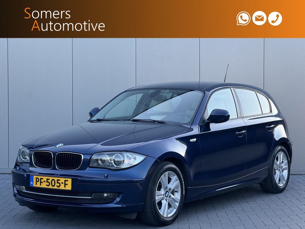 BMW 1-serie 118i High Executive | Xenon | Leder | Navigatie, Auto's, BMW, Euro 5, Blauw, Leder, 1275 kg