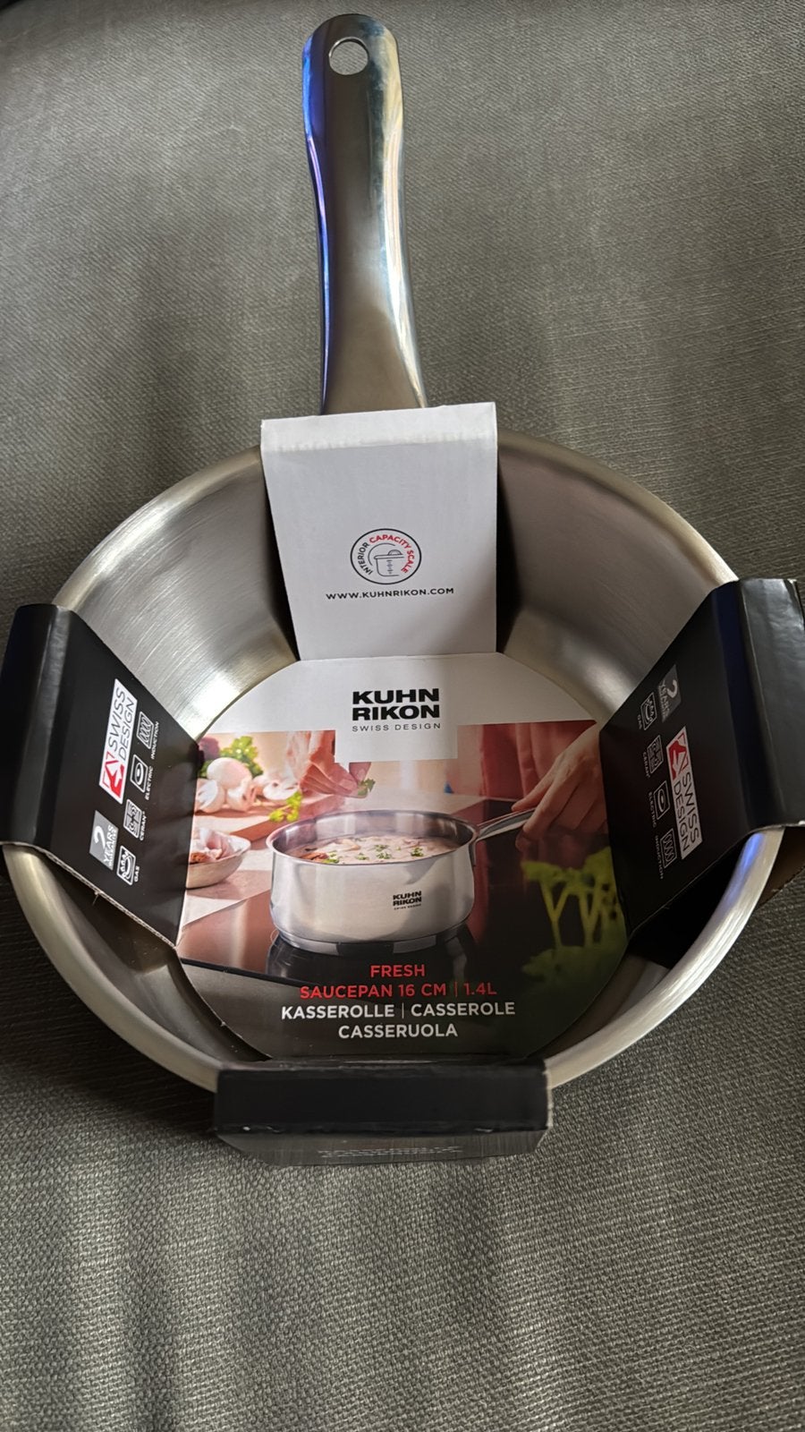 Kuhn Rikon Steelpan 16 cm (1.5l), Ophalen of Verzenden, Nieuw, Rvs