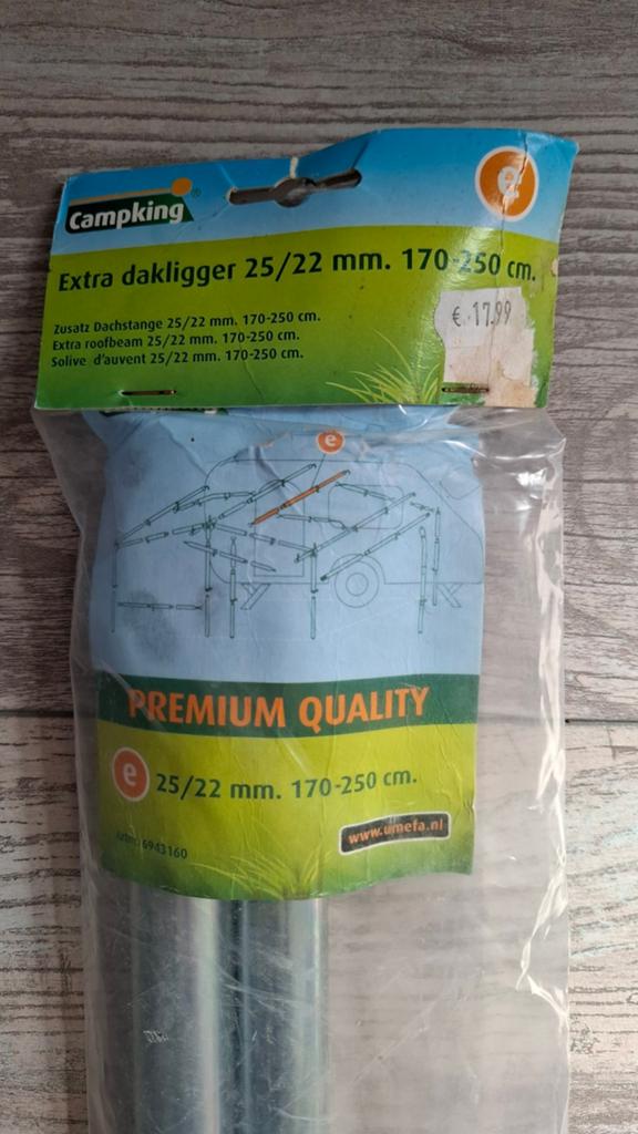 Campking Extra dakligger 25/22 mm. 170-250 cm., Caravans en Kamperen, Ophalen of Verzenden, Nieuw