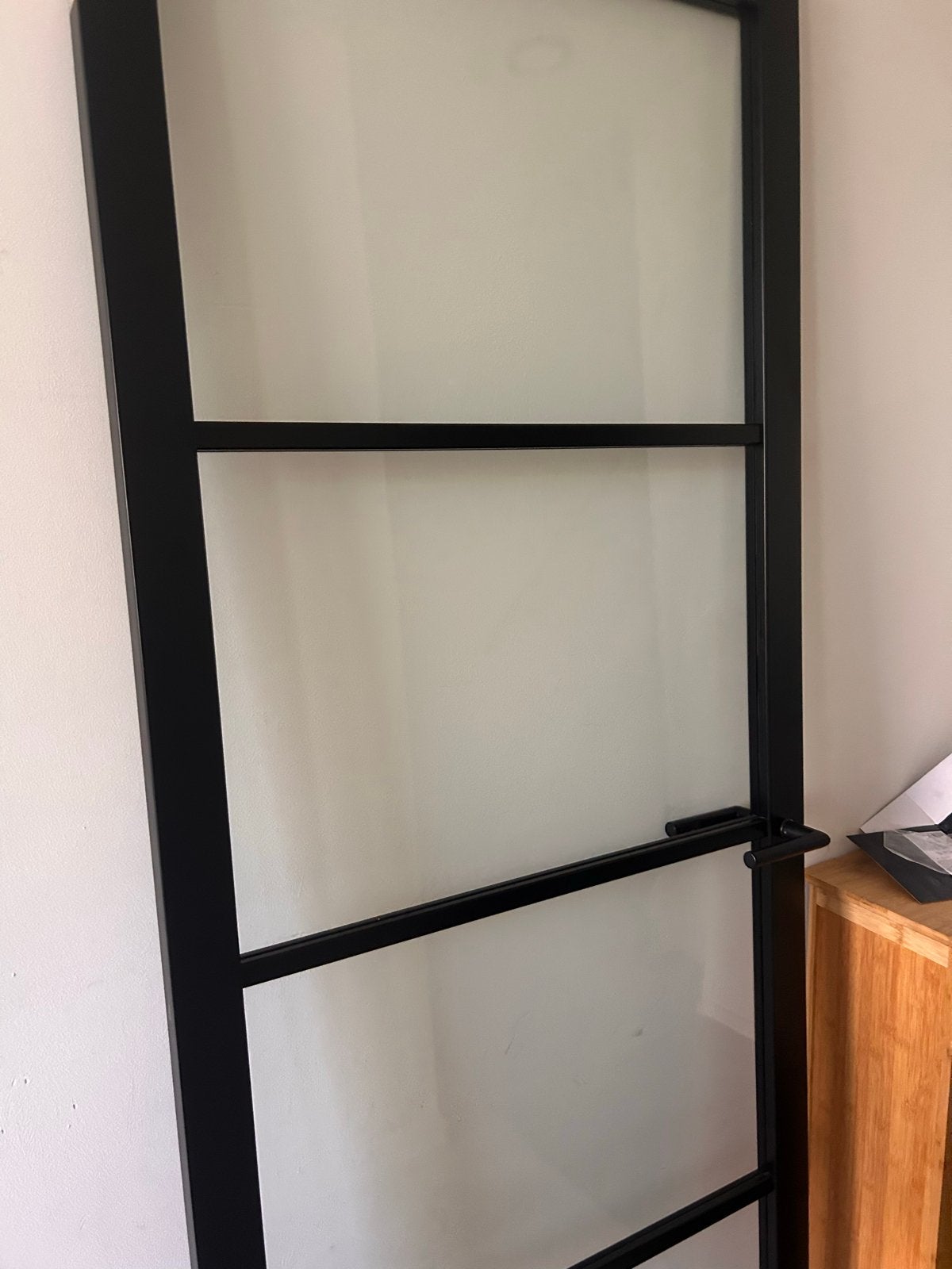 Zwarte stalen binnendeur met glas, Ophalen, 80 tot 100 cm, Binnendeur, Zo goed als nieuw