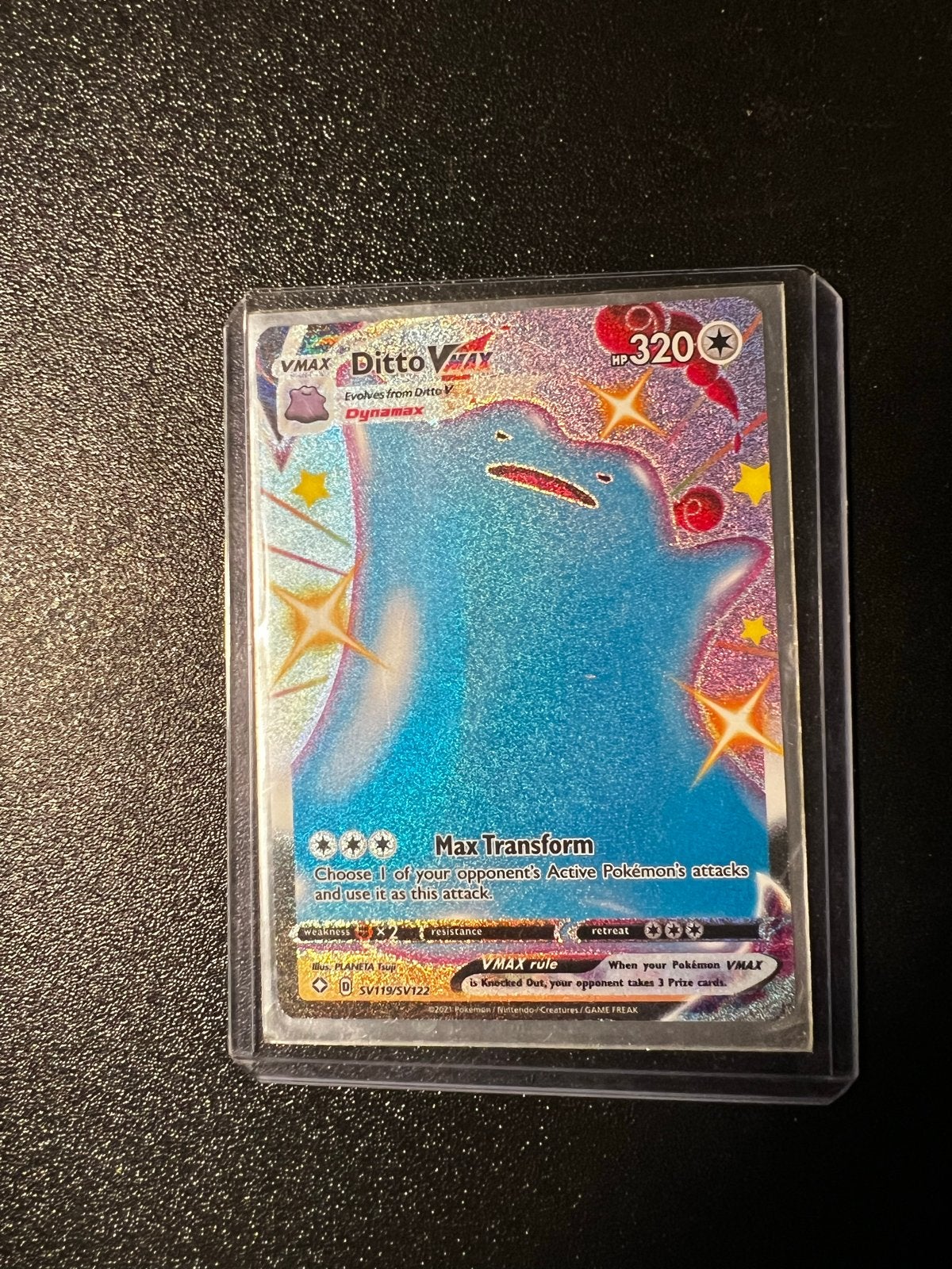 Ditto shiny VMAX SV119/SV122 Pokémon kaart -goede staat, Ophalen of Verzenden, Zo goed als nieuw, Losse kaart
