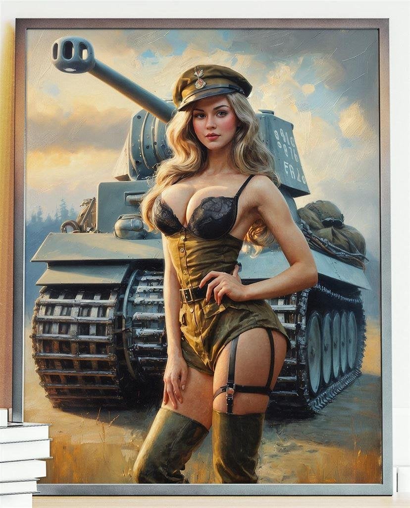[Grote Poster] Leger Sexy Pin up Tank mancave ww2 Affiche, Verzenden, Landmacht, Nederland, Foto of Poster