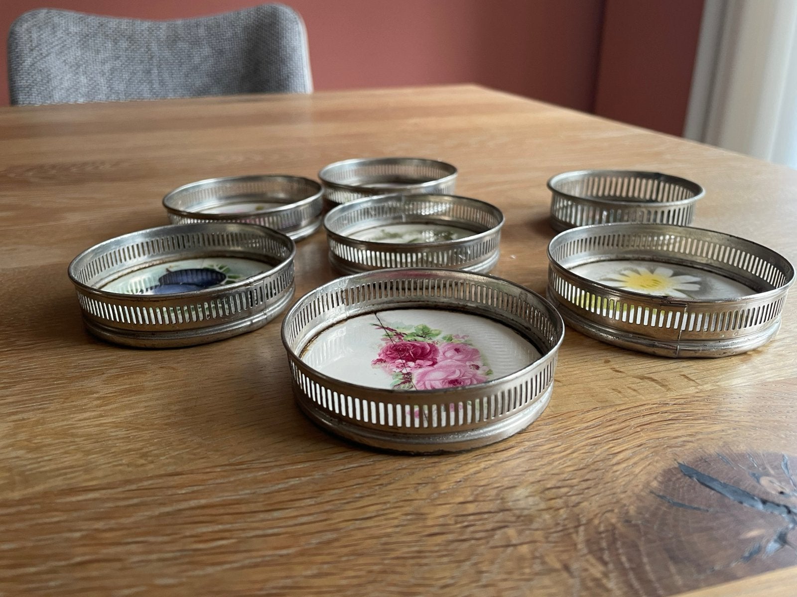 Vintage onderzetters bieden, Ophalen of Verzenden, Gebruikt, Glas, Pot, Bus of Blik