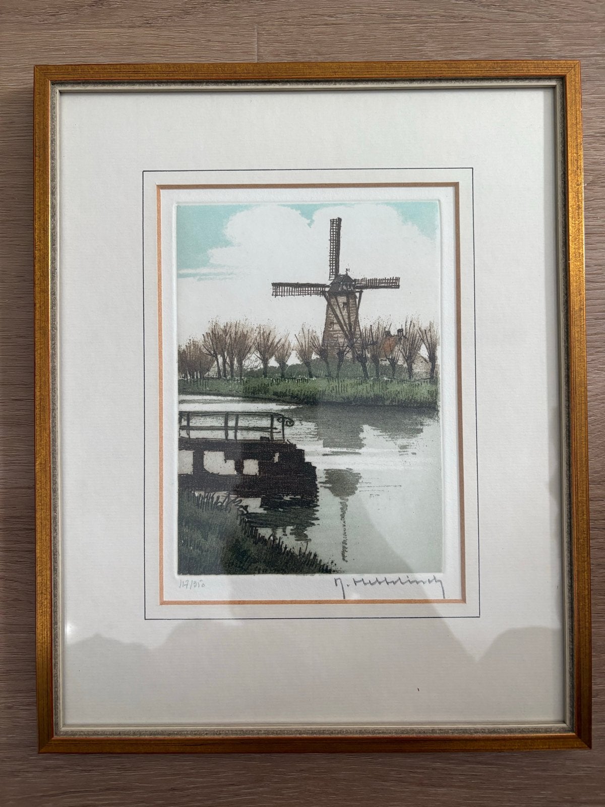 Roger Hebbelinck - Molen aan het water, gesigneerd, Antiek en Kunst, Ets, Ophalen of Verzenden, Gesigneerd, Landschap