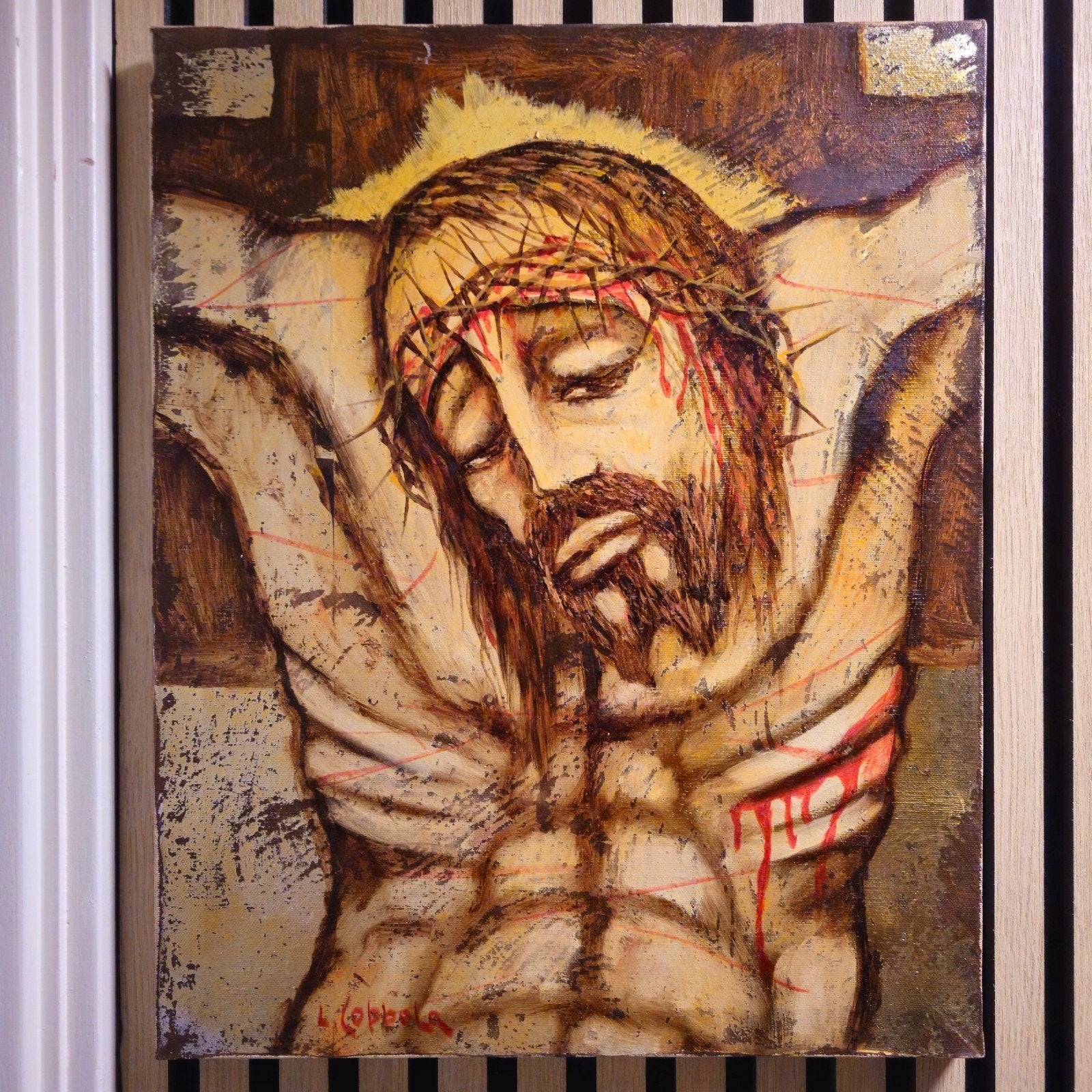 Origineel Luciano Coppola Christus Schilderij 1983, Antiek en Kunst, Ophalen of Verzenden