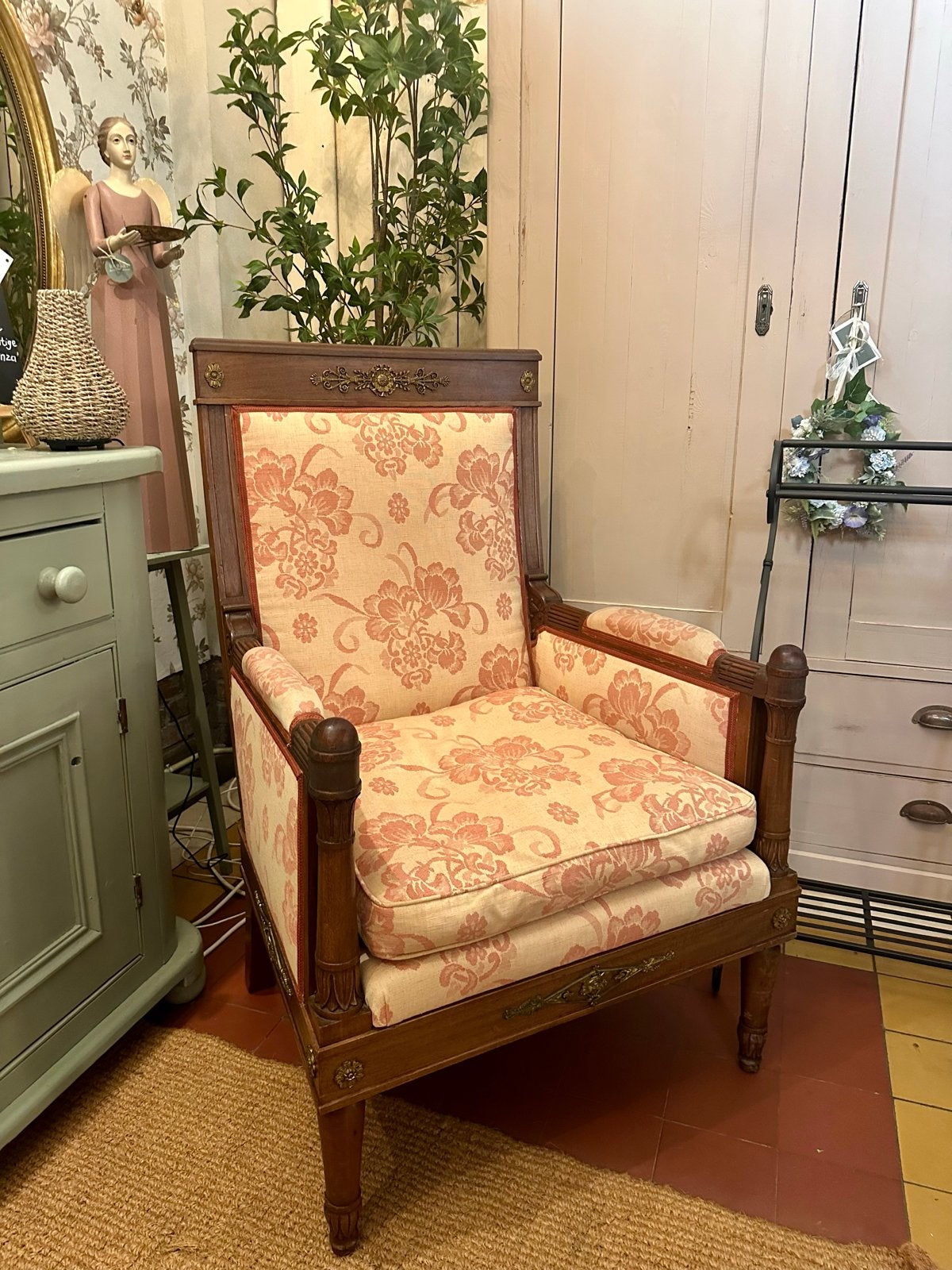 Klassieke antiek fauteuil prachtige orginele stof, Ophalen, Gebruikt, -, -