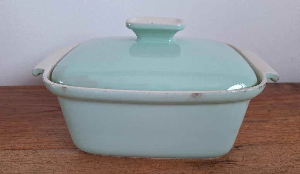 Mint groen dekschaal regout stijl, vintage, pastel, Huis en Inrichting, Keuken | Servies, Gebruikt, Keramiek, Ophalen of Verzenden