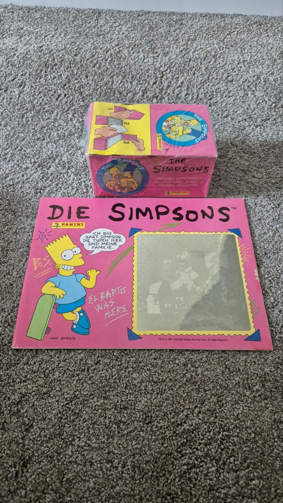 Panini Simpsons Leeg Album + Box (100 Zakjes) 1991, Verzenden, Nieuw, Meerdere stickers