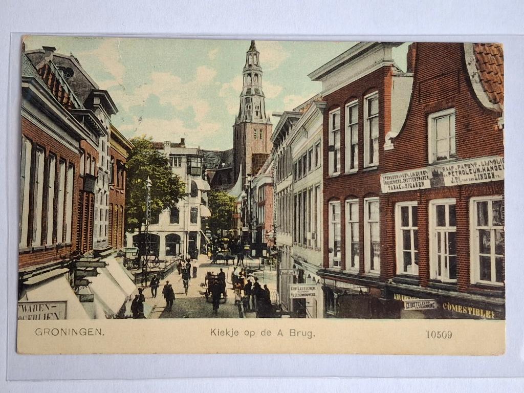 Ansichtkaart Groningen A.Brug 1910, Ophalen of Verzenden, Voor 1920, Gelopen, Groningen