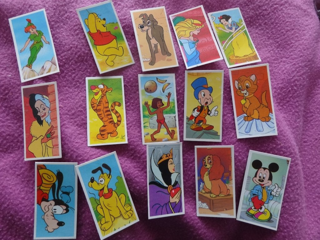 18 kaartjes disney figuren, Verzamelen, Ophalen of Verzenden, Overige figuren, Zo goed als nieuw, Plaatje of Poster