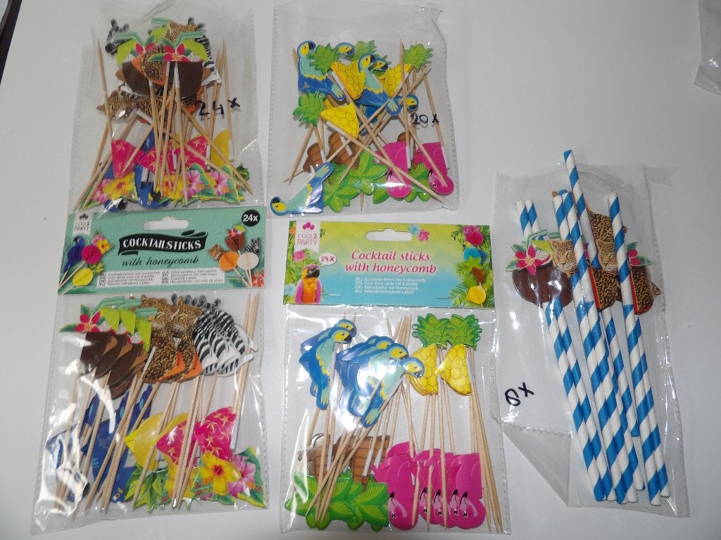 nieuw 92x honeybomb prikkers + 8x honeybomb rietjes zomer-ju, Hobby en Vrije tijd, Feestartikelen, Ophalen of Verzenden, Nieuw
