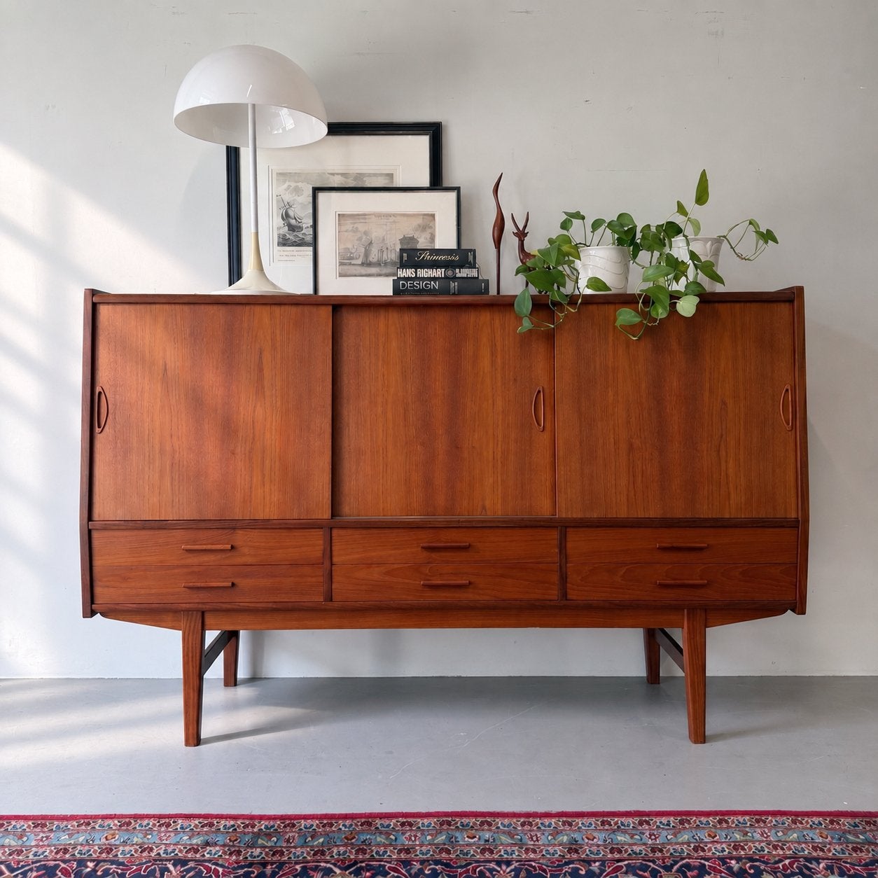 - Deens highboard, teak -, ., 150 tot 200 cm, Ophalen of Verzenden, .