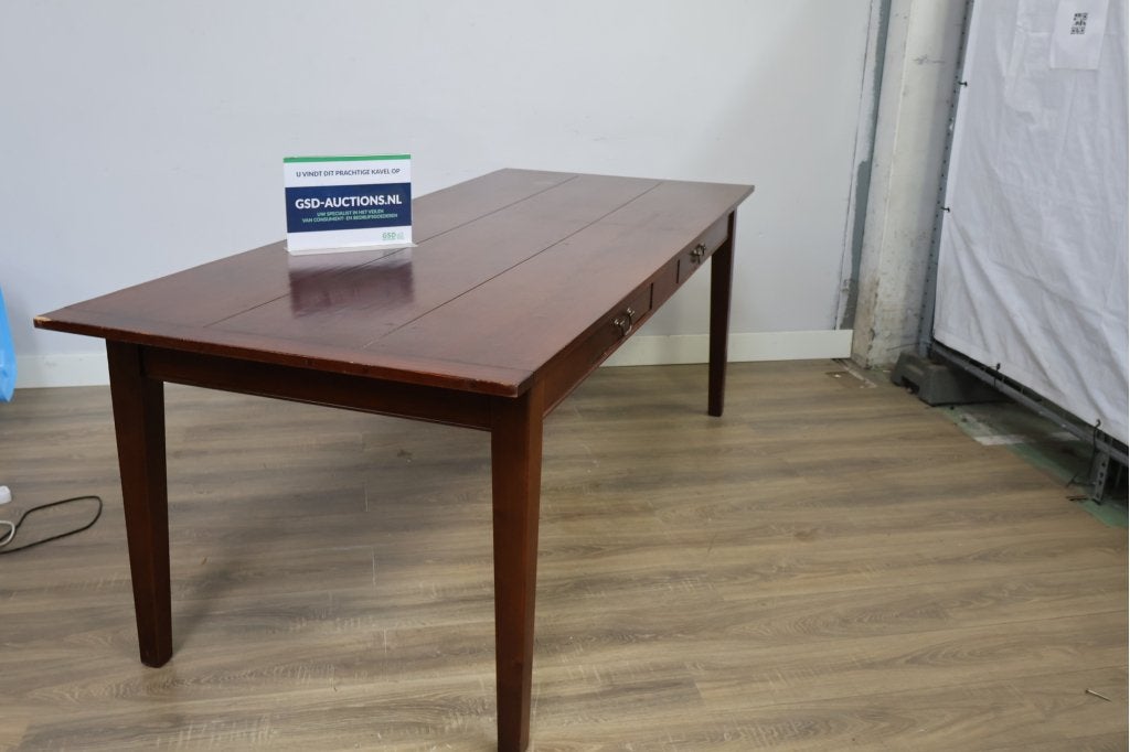 Grote Houten eettafel met lades - 220L x 90B, Ophalen of Verzenden, Niet ingevuld, Niet ingevuld, Niet ingevuld
