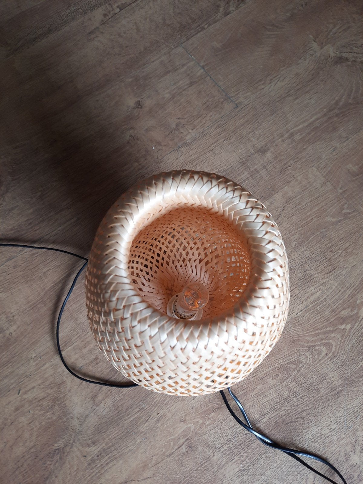 Gezellige Bamboe Tafellamp - 40 cm hoog, Huis en Inrichting, Lampen | Tafellampen, Ophalen, Gebruikt, Natuurlijk materiaal, Sfeerlamp