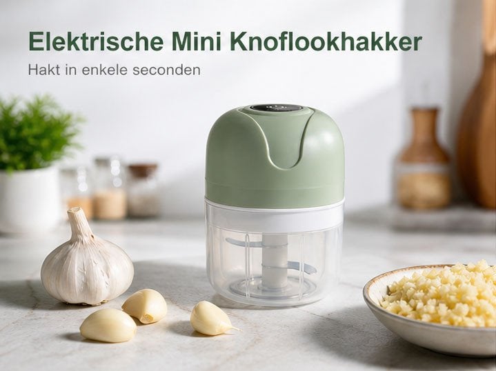 Elektrische Knoflookhakker 250ml -Draadloos USB Oplaadbaar, Groen, Kunststof, Nieuw, Ophalen of Verzenden