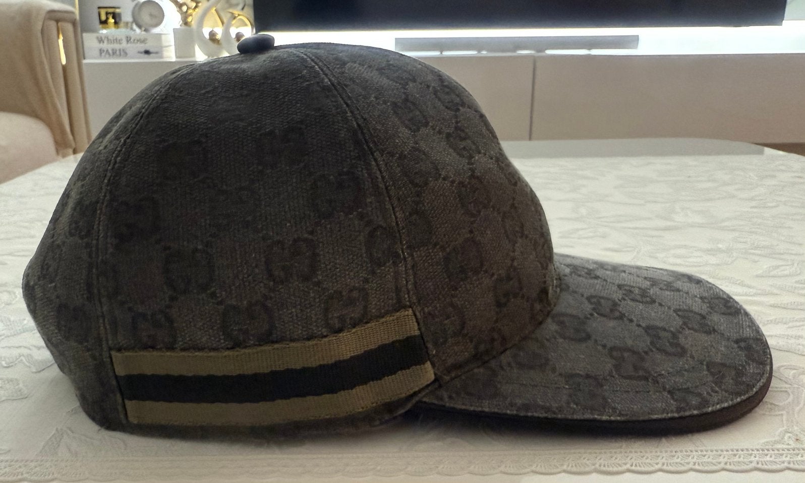 Gucci Classic GG Grijs/Zwart Met Grijs/Zwarte Streep, Ophalen of Verzenden, Nieuw, 58 of 59 cm (L, 7¼ of ⅜ inch), Pet