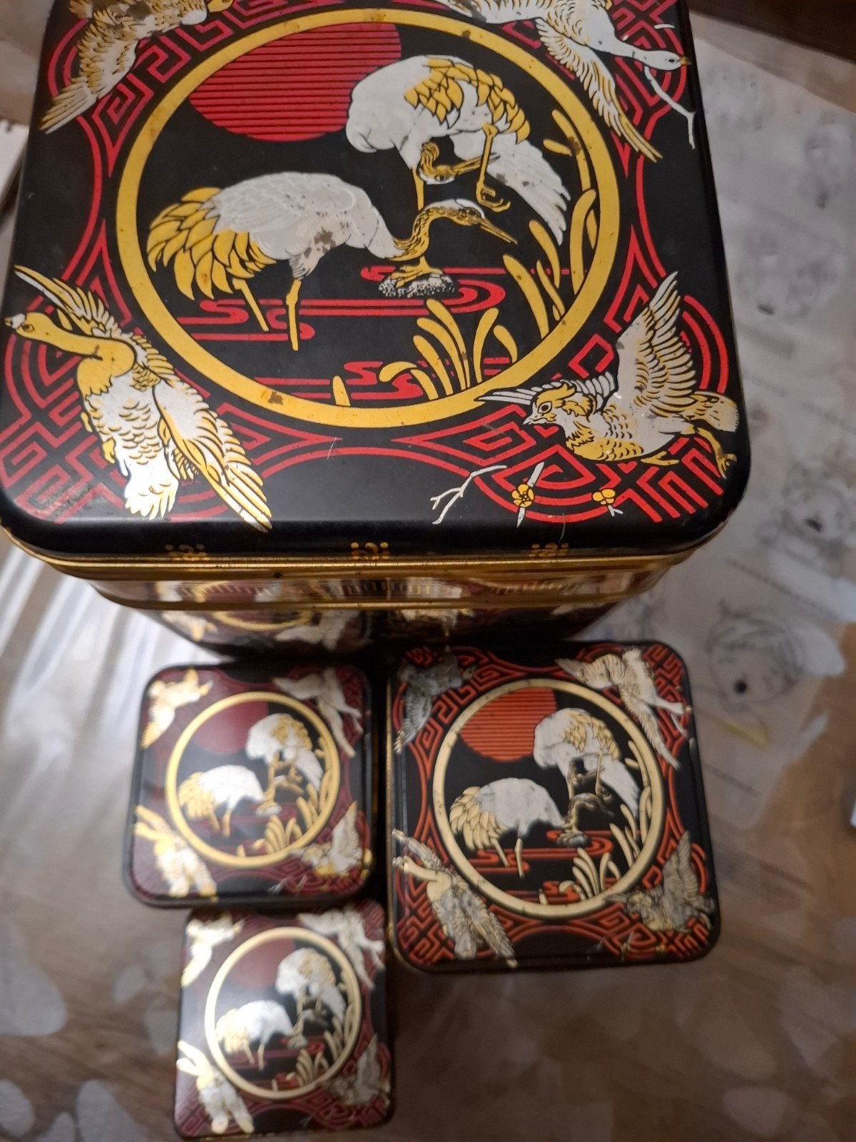 Vintage Chinese/Japanse theebusjes en blikken set, Verzamelen, Blikken, Ophalen of Verzenden