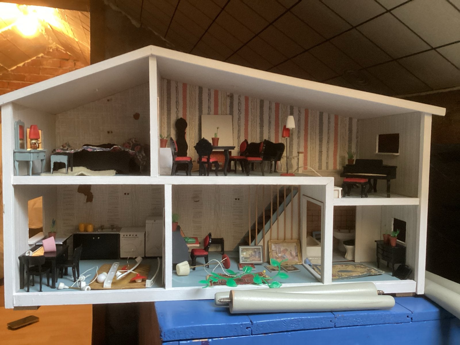 Vintage Lundby Poppenhuis Jaren '60 met Meubels, Ophalen of Verzenden, Gebruikt, Poppenhuis
