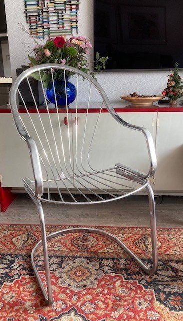 Draadstoel in de stijl van Rinaldi - chroom, Ophalen, Overige kleuren, Vintage, Zo goed als nieuw