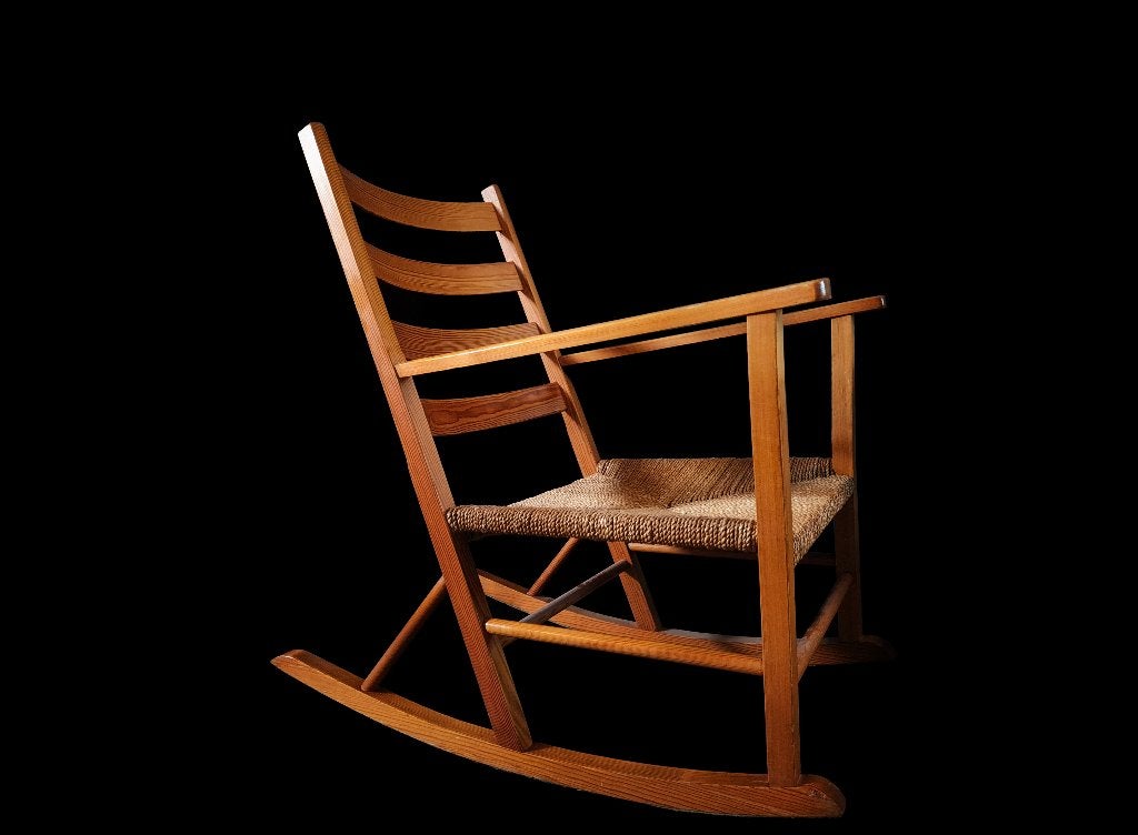 Zeldzame vintage Jæren schommelstoel design Aksel Hansson, Gebruikt, Overige kleuren, Eén, Hout