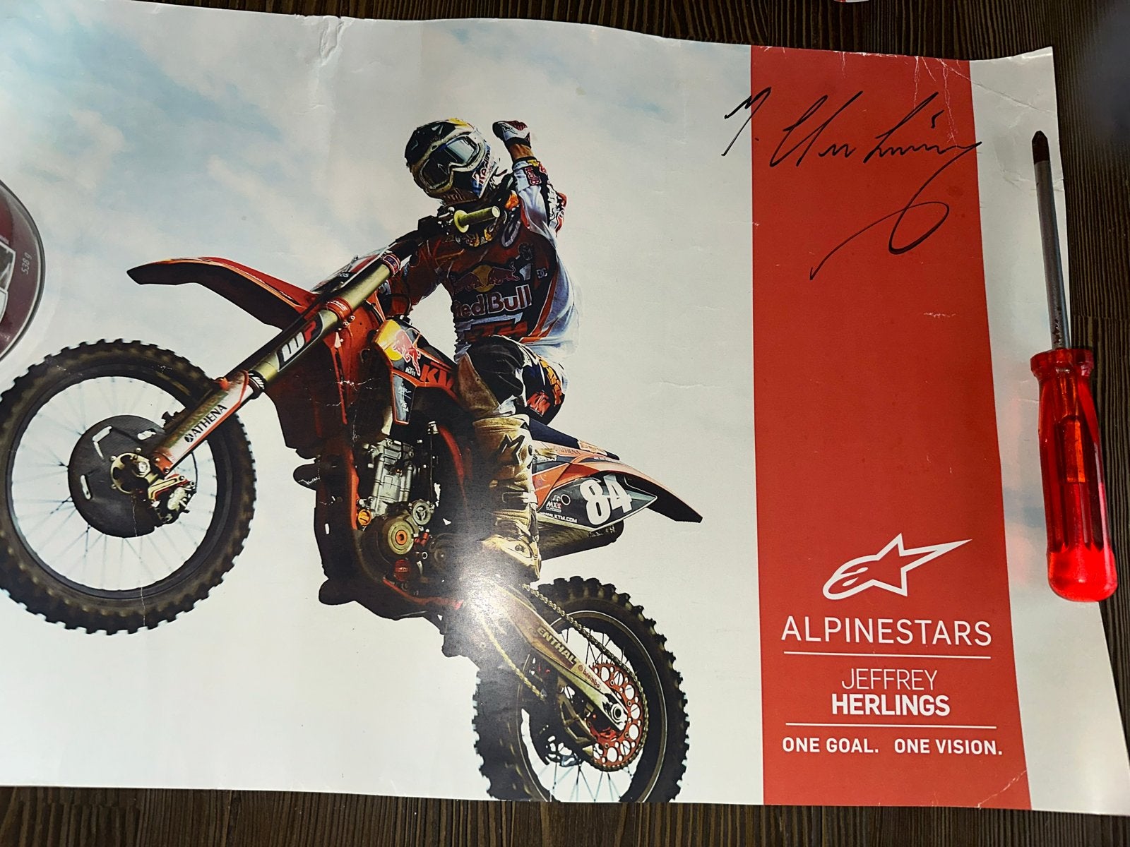 Gesigneerde (3 stuks) Jeffrey Herlings Alpinestars Poster, Gebruikt, Rechthoekig Liggend, Ophalen of Verzenden, Sport